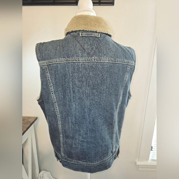 Y2K Tommy Hilfiger Sherpa-Lined Denim Vest Women's Size Large - Picture 4 of 10